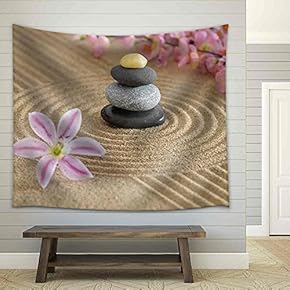 Zen Garden in Sand - Fabric Wall Tapestry Home Decor - 51x60 inches