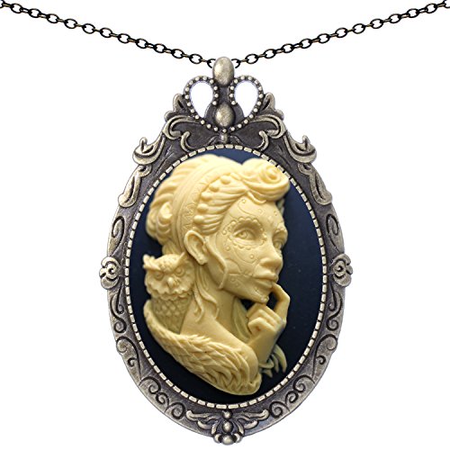 Women Owl Pet Brooch Antique Brass Shield Shape Pendant Necklace Two Way Jewelry 20" Chain Pouch Gift