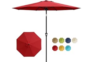 Garvee 9FT Outdoor Patio Umbrella with Tilt and Crank, Beach Pool Umbrella Outdoor Table Umbrellas Parasol UPF50+ Sunshade fo