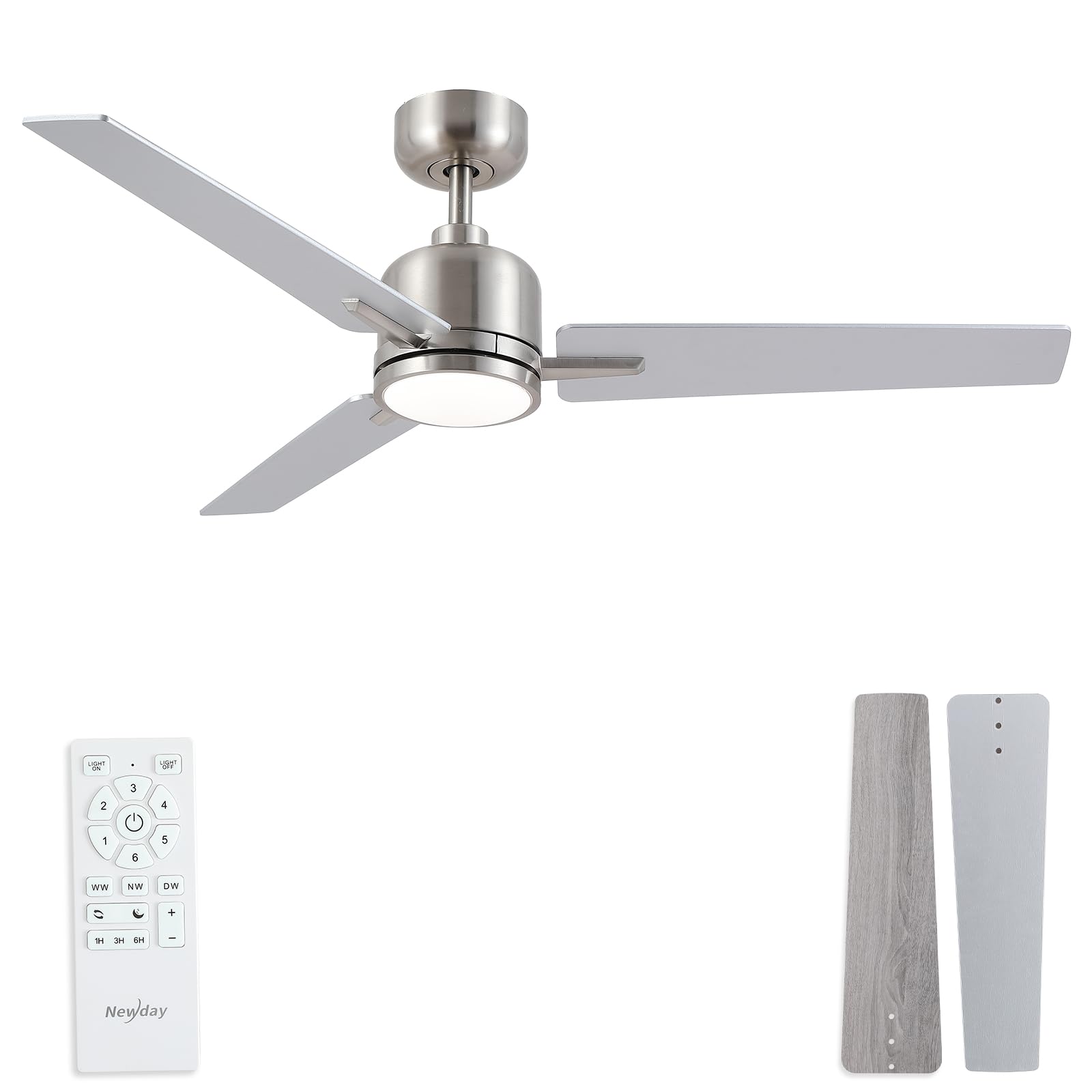 Photo 1 of ***************BROKEN COVER***************
48 Inch Ceiling Fans with Lights Remote, Brushed Nickel Ceiling Fans Dimmable 3 Color Temperature, Timer, 3 Blades, 6 Speed Modern Fan Quiet Reversible DC Motor for Indoor or Covered Outdoor