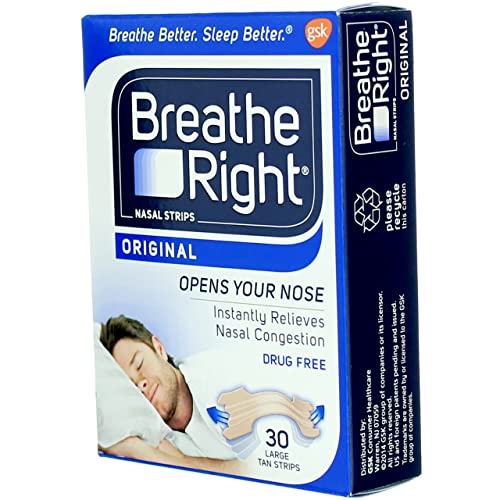 Breathe Right Original Large Tan Nasal Strips, 30 Count (Pack of 3