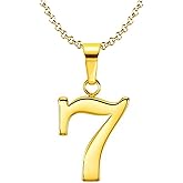 925 Sterling Silver 18k Gold Plated Number 0-9 Charms Pendant Necklace with Chain