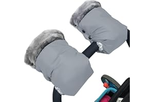AMFOR 1 Pair Baby Stroller Gloves,Stroller Hand Muff Warm Gloves,Extra Thick Warm Waterproof Anti-Freeze Gloves for Parents Caregivers Carriage Handmuffs Stroller Accessories (Grey)