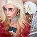 ❤️ Sunbona Curly Wigs for White Women Long Curly Straight Wavy Synthetic Full Hair Wig Pink Purple Cosplay Natural (Red)