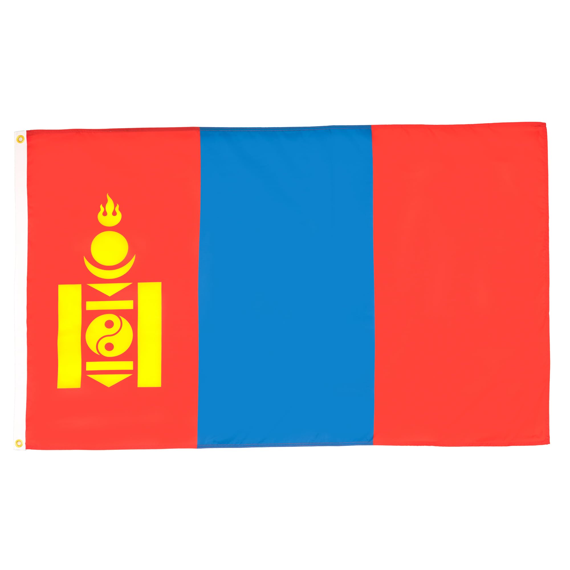 AZ FLAG - Mongolia Flag - 2x3 Ft - 100D Polyester Mongolian Banner with Two Metal Grommets - Fade Resistant - Vivid Colors - 2' x 3' Feet - 90x60 Cm — image 1