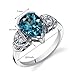 PEORA London Blue Topaz Teardrop Ring for Women 925 Sterling Silver, Natural Gemstone, 2 Carats Pear Shape 10x7mm, Size 9, December Birthstone Ring, Promise, Engagement, Wedding Ring