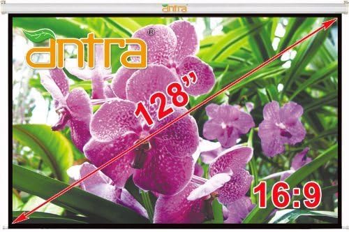 Antra PSA-128A Electric Motorized 128" 16:9 Projector Projection Screen Low Noise Tubular Motor (128" 16:9, Matt White)