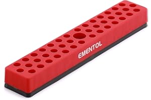 EMENTOL 1/4" Magnetic Bits Holder - Red, 43PCS Hole, Bit Organizer with Strong Magnetic, Magnetic Bits Organizer