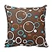 Generic Brown Turquoise and White Circles Pillow Cover Polyester 16 x 16 for Sofa or Bedroom Etc.