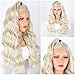 Persephone Glueless Platinum Blonde Lace Front Wig Wavy Fashion Long Light Blonde Synthetic Wigs for Women Half Hand Tied Repalcement Hair Wig 22 Inches