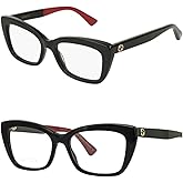 Gucci GG0165ON Designer Fashion Eyeglasses: Woman Cat Eye Shape Eyeglasses Frame Eyewear with Luxury eSHADES Kit - Embrace Sophistication and Elegance