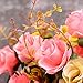 LY EMMET Artificial Rose Bouquets with Ceramics Vase Fake Rose Flowers Decoration for Table Home Office Wedding-Pink