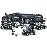 WOMA Police Swat Team Truck Mobile Command Centre Military Models Building Sets Lego Compatible Bricks Toys with Storage Box 1492-Pieces