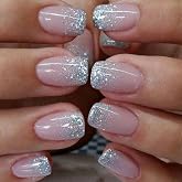 Curvlife 30pcs Short Press On Nails, Shining Stick on Fake Nails Design Glossy Acrylic Nails Tips Glue on Nails For Women False Nail Kit With Nail Glue