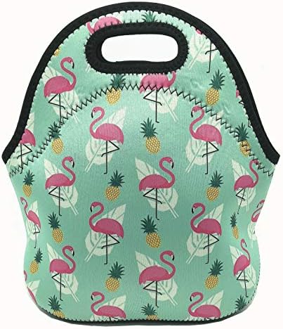 Neoprene Lunch Bag Thick Insulated Lunch Tote Box with Heavy Duty Zipper for Women Men Adult Kids Teens Boys Teenage Girls Toddlers School (Flamingo)