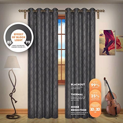 Blackout Weave Embossed Curtain Panels | Block Light And Noise | Best Sleep Of Your Life| Thermal Weaved Room Darkening Fabric Durable Grommets Premium Curtains And Draperies(2 panels 38x84, Charcoal)