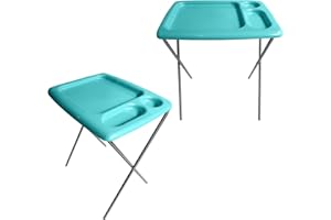 Brink House Folding TV Tray Table (Set of 2), Turquoise Blue, 17 x 22 x 26 inches, Portable Indoor-Outdoor Glamping Trays with Space for TV Dinners, Laptop, Utensils, and Drinks