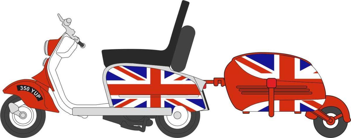 Oxford Diecast 1:76 Scooter & Trailer Union Jack Collectable model 76SC002