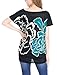 Allegra K Women Short Batwing Sleeve Flower Pattern Tunic Shirt L Turquoise
