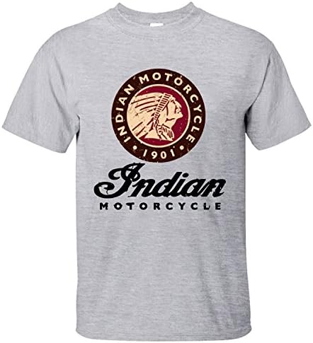 WASH Indian Motorcycle Cotton T Shirt For Men grey L