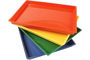 Constructive Playthings Messy Trays for Paint, Water and Sand Toys, Classroom Supplies, Toddler Toys for Creative Play, Set of 4 Trays, Ages 3 Years and Older