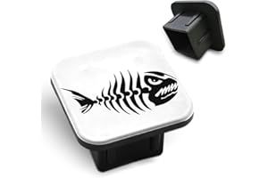 Tnomchey Fish Skeleton Receiver Cover Hitch Plugs Black Cartoon Old Tattoo Sea Fish Skull Rubber Receiver Tube Hitch Plug Car Exterior Accessories Fits for Pickup Trucks Cars