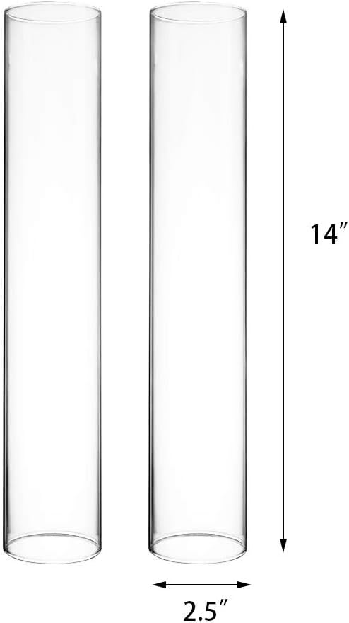 CYS EXCEL Various Size Hurricane Candleholders, Chimney Tube, Glass Cylinder Open Both Ends, Open Ended Hurricane, Glass Shade Candle Holders Set of 2 (4.75" Wide x 10" Tall): Home & Kitchen