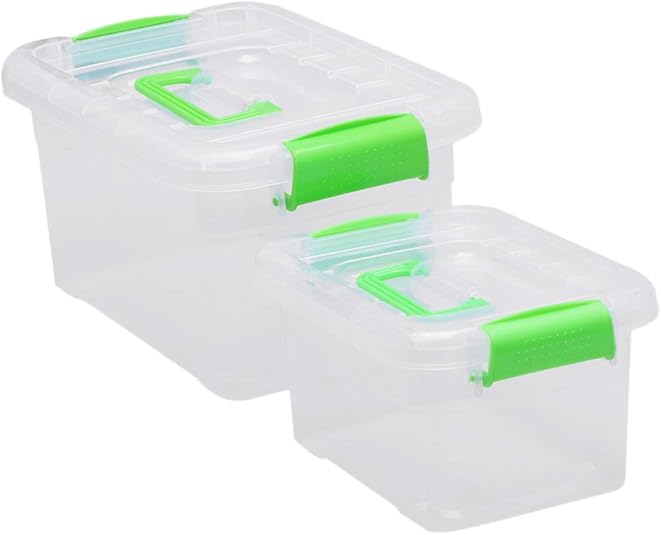 Vosarea Caja de almacenamiento de plástico, 2 cajas de almacenamiento
