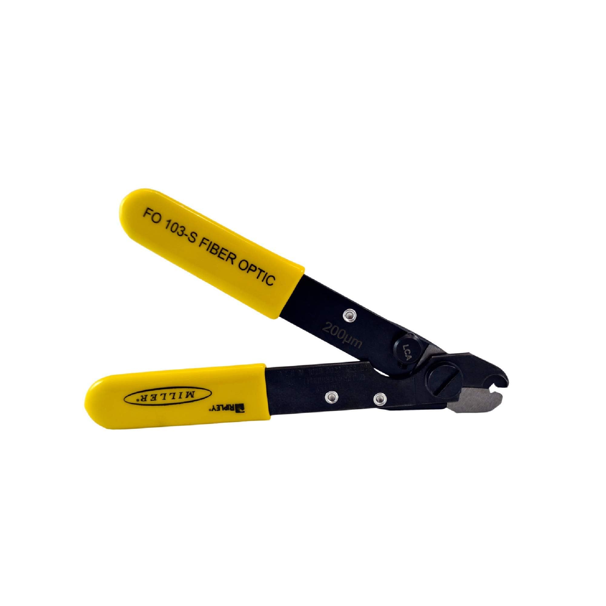 Miller FO 103-S-200 Series Single Hole Fiber Optic Stripper for Working Technicians, Electricians, and Installers, V-Shaped Opening, Safe Cable Tool, Easily Portable Wire Stripper, 2.88 Ounces