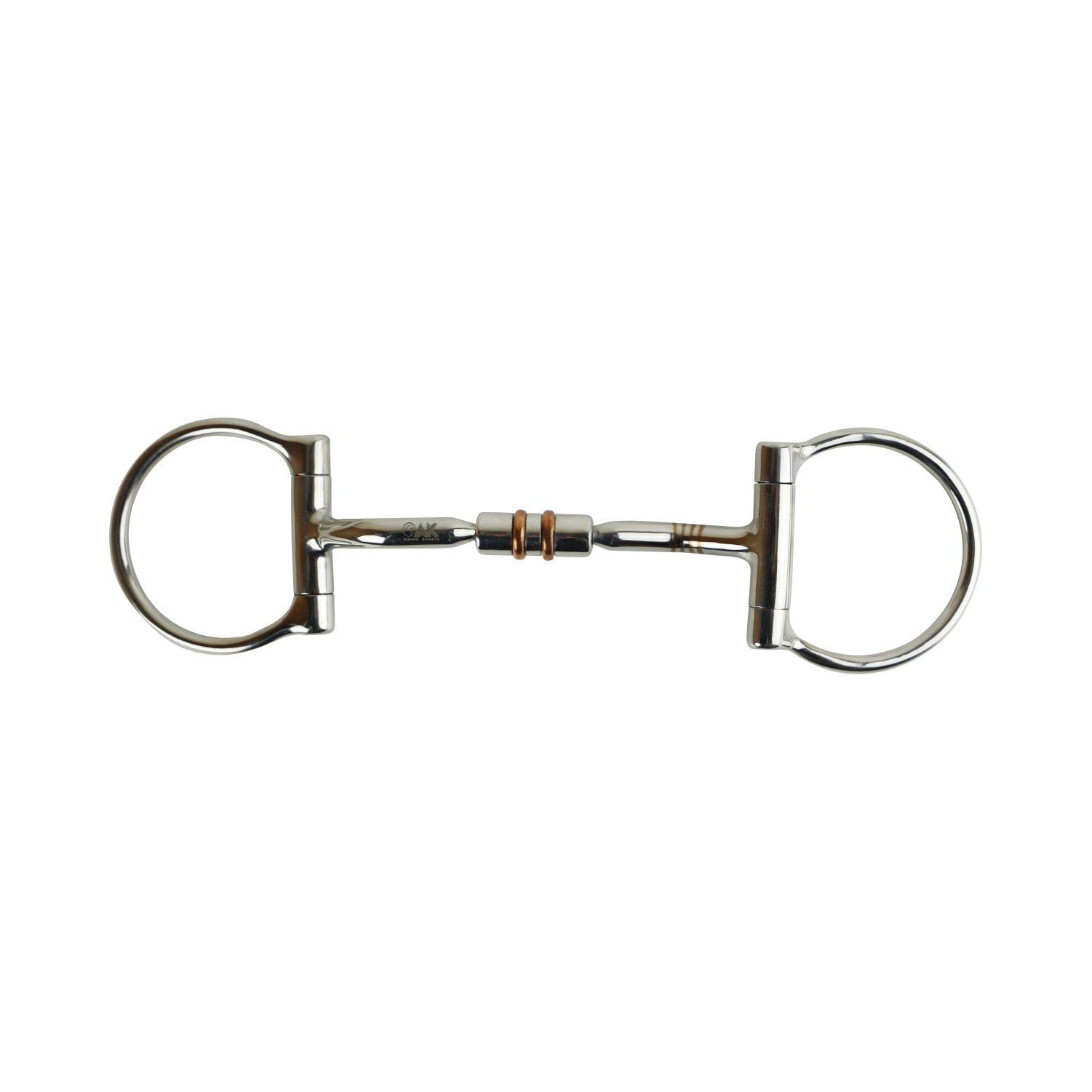 AK D-Ring Rotary Curved Mouthpiece with Jointed Barrel with Double Cooper Roller AKRS-2623 (4.75", Silver)