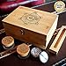 ASETH Large Bamboo Stash Box - Smell Proof/Combo/Lockable/Removable Dividers - Large Storage for All Accessories/Includes Grinder/Rolling Tray + 2 Stash Jars -Gift Set/Geometric Design