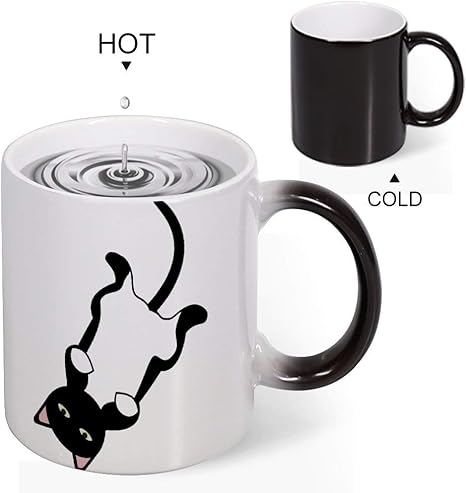 Amazon Co Jp グラフィック猫黒猫猫ゼリー猫マグカップ 350ml 熱で色が変わるマジックカラー コーヒーマグティーマグ ホーム キッチン