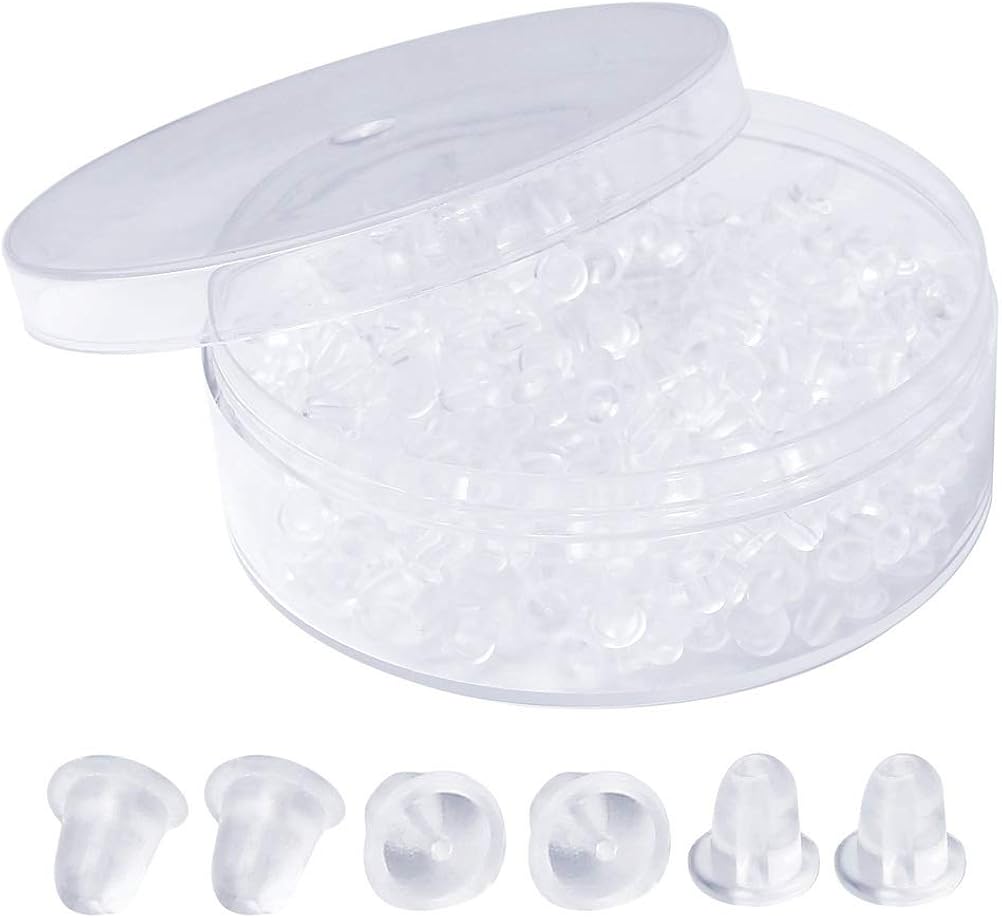 nuoshen 500 Pcs Rubber Earring Backs, Clear Silicone Earrings Studs
