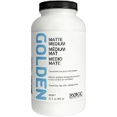 Matte Medium by GOLDEN, 32 fl. oz. Jar, Professional Acrylic Medium, Semi-Transparent