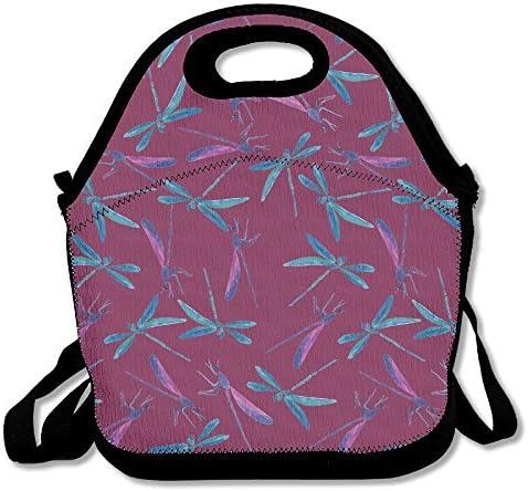 YWG Dragonfly Flying Insect Ziplock Lunch Tote Bag Portable Handbag Lunch Box Waterproof Insulated Food Container For Boys&amp;Girls School Picnic Office Travel Outdoor
