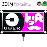 DTXDTech UBER Sign Glow LED Light Logo Decal Stickers with Bigger Size High Light 4 Larger Suction Cup Removable for Rideshare Driver UBER LYFT Light Up Sign