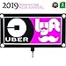 DTXDTech UBER Sign Glow LED Light Logo Decal Stickers Bigger Size High Light 4 Larger Suction Cup Removable Rideshare Driver UBER LYFT Light Up Sign