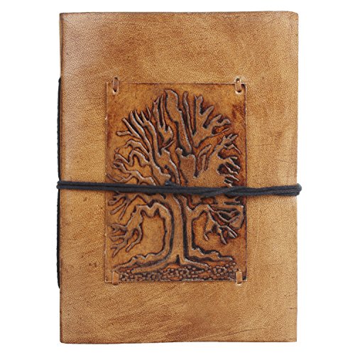 RUSTIC TOWN Handmade Vintage Antique Looking Genuine Leather Journal Diary Notebook for Men Women Brown Gift for Him Her (Tree of Life Brown)