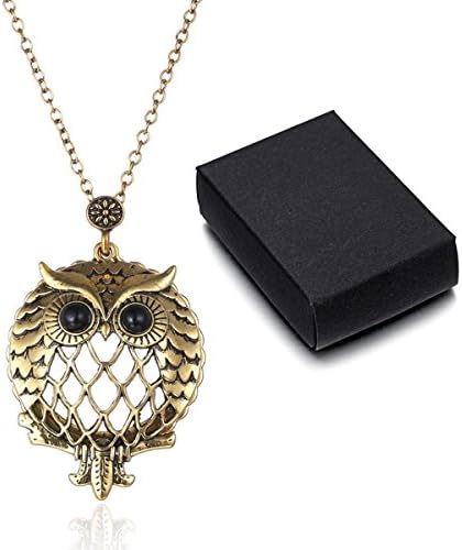 REYOW Ancient Gold Dreamcatcher Owl Magnifier Locket Pendant Essential Oil Diffuser Aromatherapy Necklace