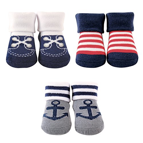 Luvable Friends 3-Pack Little Shoe Socks Gift Set, 3 Pieces, Nautical