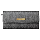 Michael Kors Signature Saffiano Large Slip Flap Wallet in Black/Pearl Grey