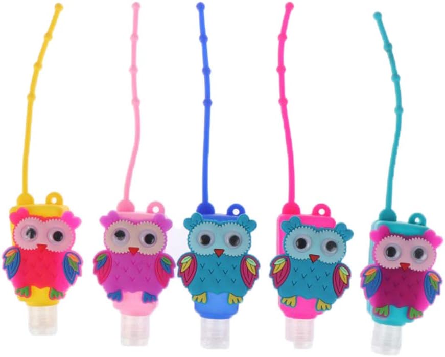 BETWEENME 3Pack 30ML Dinosaur Owls Alpacas Silicone Hand Sanitizer Bottles Empty Holder Containers, Leak Proof…