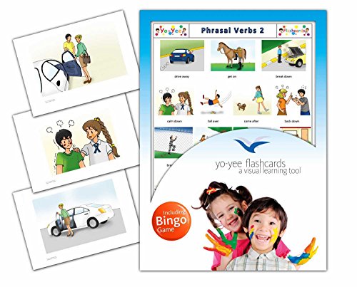 Phrasal Verbs Flashcards in English with Matching Bingo Game Cards in One Set - Vocabulary Picture Cards for Toddlers, Kids, Children and Adults - Size 4.13  5.83 in - DIN A6