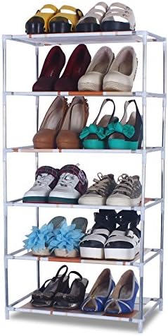 HJFF-Simple single row steel pipe rack dustproof shoe shoes shelf storage multilayer Mini assembly,Six layer rack