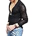 XARAZA Men's Deep V Neck Slim Fit Long Sleeve T-Shirt Blouse (US-L, Black)