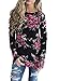 Sidefeel Women Casual Floral Printed Long Sleeve Blouse Tops X-Large Black