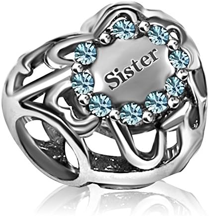 T50Jewelry Sister Heart Love Charms March Charms Beads for Bracelets Womens