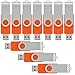 VICFUN 10 Pack 16GB USB Flash Drives USB 2.0 16GB Flash Drive Swivel USB Memory Stick Thumb Drive,Orange