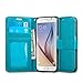 Galaxy S6 Case, J&D [Stand View] Samsung Galaxy S6 Wallet Case [Slim Fit] [Stand Feature] Premium Protective Case Wallet Leather Case for Samsung Galaxy S6 (Aqua)
