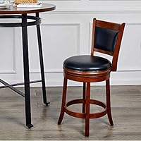 DTOWER Bar Stools,Bar Height Leather Cushioned Seat for Kitchen Island,Solid Hardwood Seat,360°Swivel Counter Stool,Counter Stool with 24 Inch Seat Height, Round Padded Seat with Footrest & Back